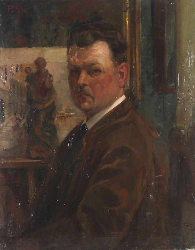 Paul Segisser (1866-1934) Selbstbildnis vor der Staffelei 1918, self-portrait in front of the