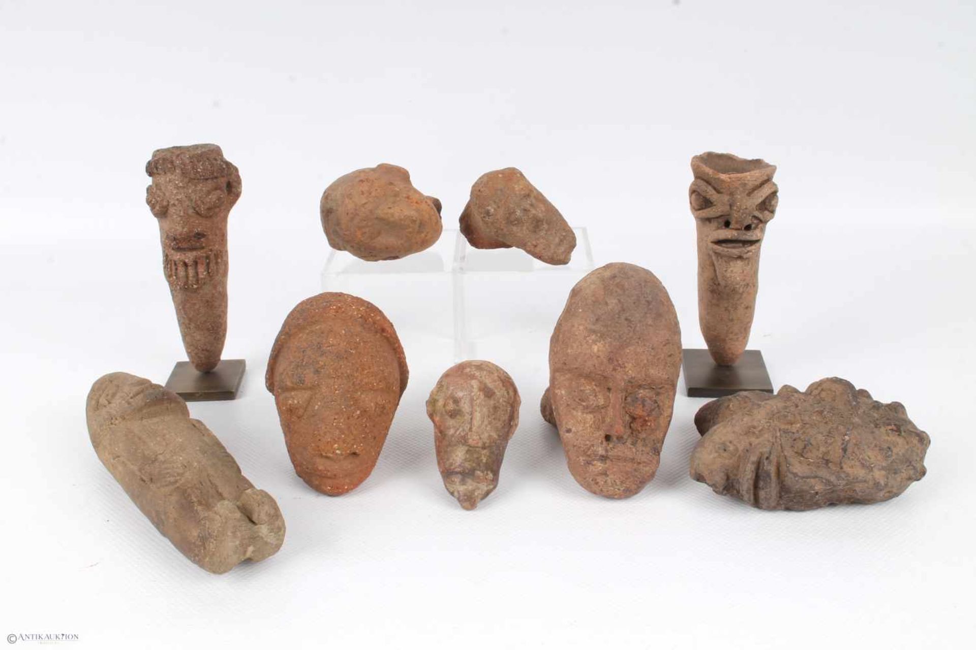 9 Steinköpfe, afikanische Figuren, 9 stone heads, african figures,
