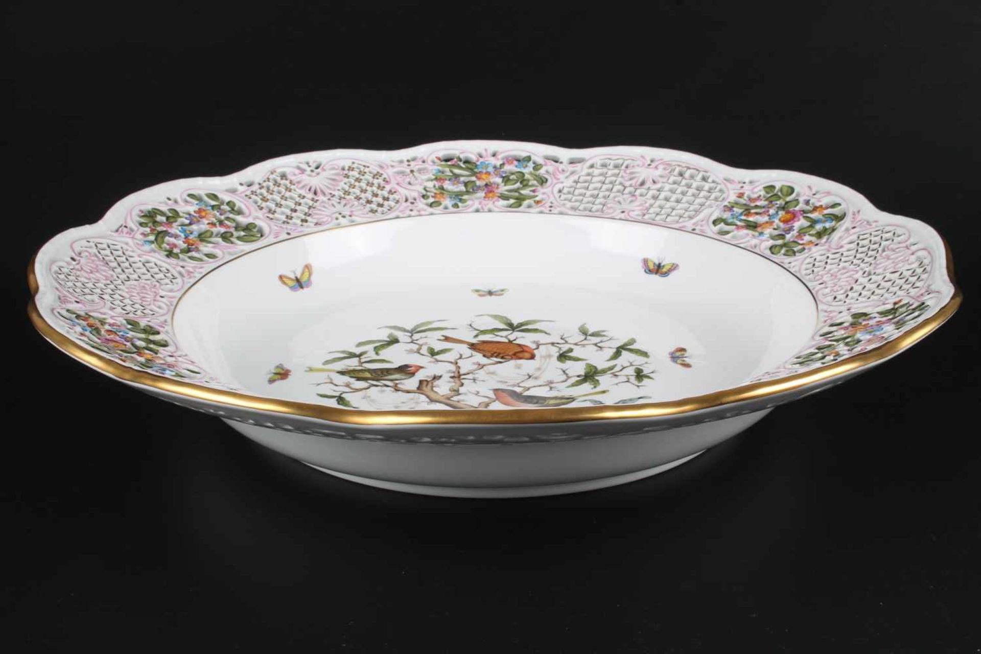 Riesige Prunkschale - Herend Rothschild #8400, bowl,Porzellan, Ungarn 20. Jahrhundert, Dekor - Bild 4 aus 6