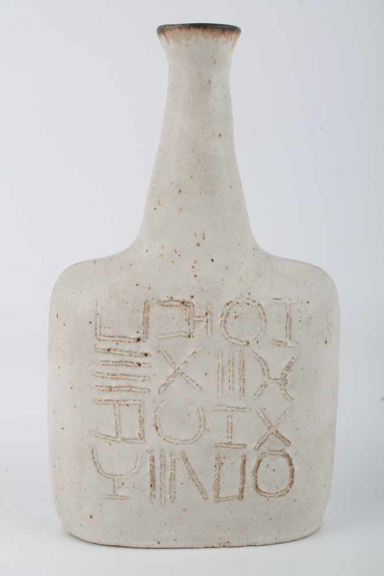 Bruno Gambone (1936) Vase, vaso con scrittura, unique vase with signs,Majolika, 80er Jahre - Bild 3 aus 4