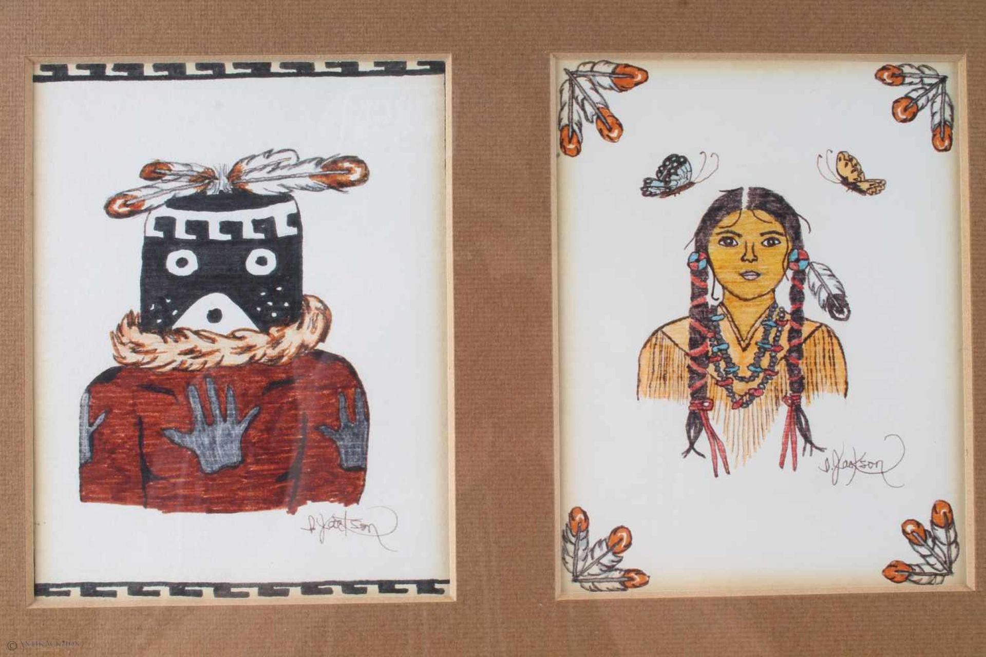 Indianische Malereien, signiert Jackson, native american paintings, signed Jackson, - Bild 3 aus 7