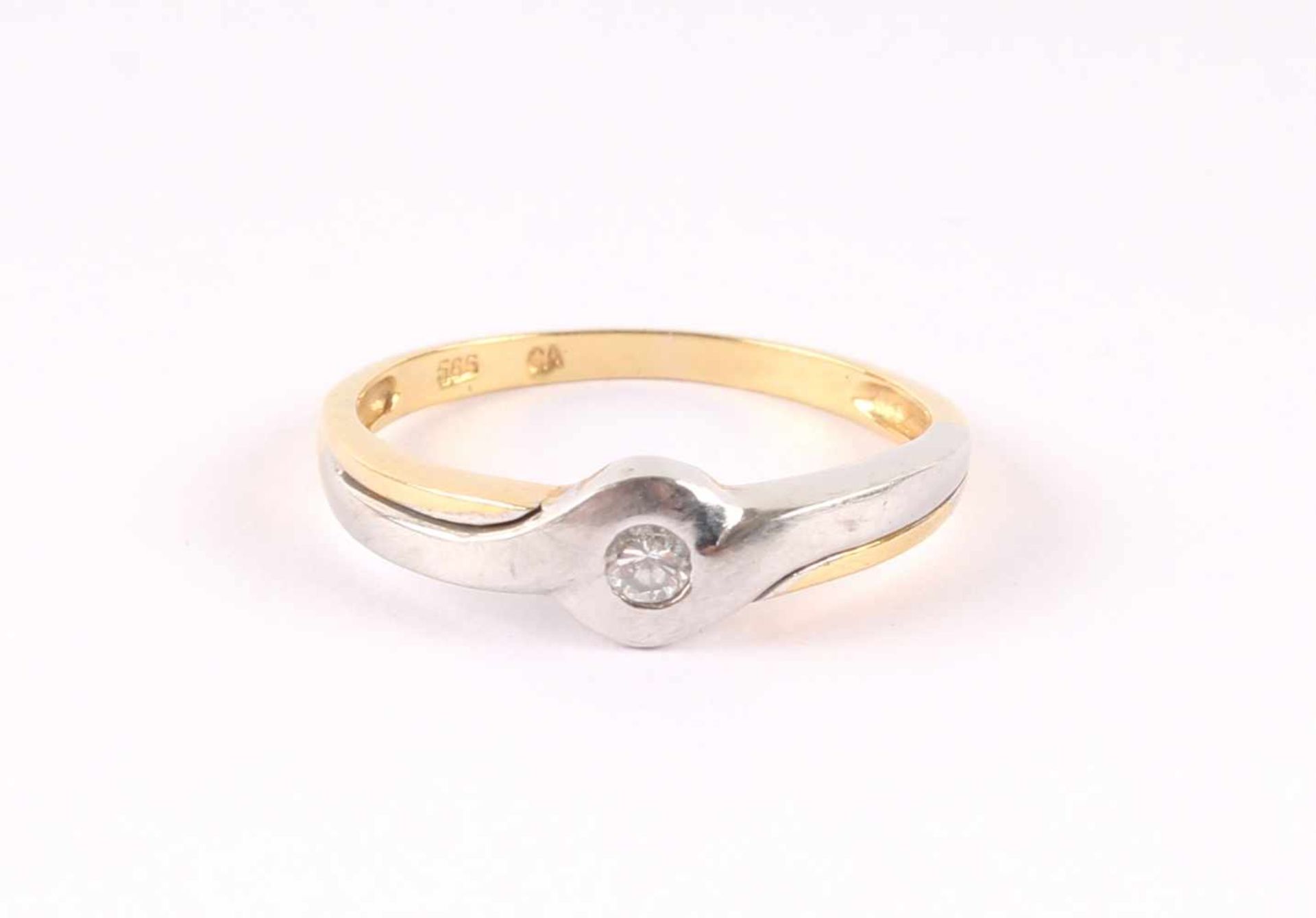 Solitär 585 Goldring mit Brillant, solitaire 585 gold ring with diamond,
