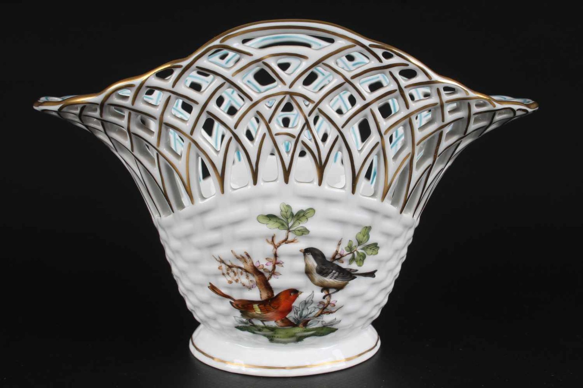 Herend Rothschild Schale bowl,Porzellan, Ungarn 20. Jahrhundert, Dekor Rothschild, Durchbrucharbeit, - Image 2 of 5