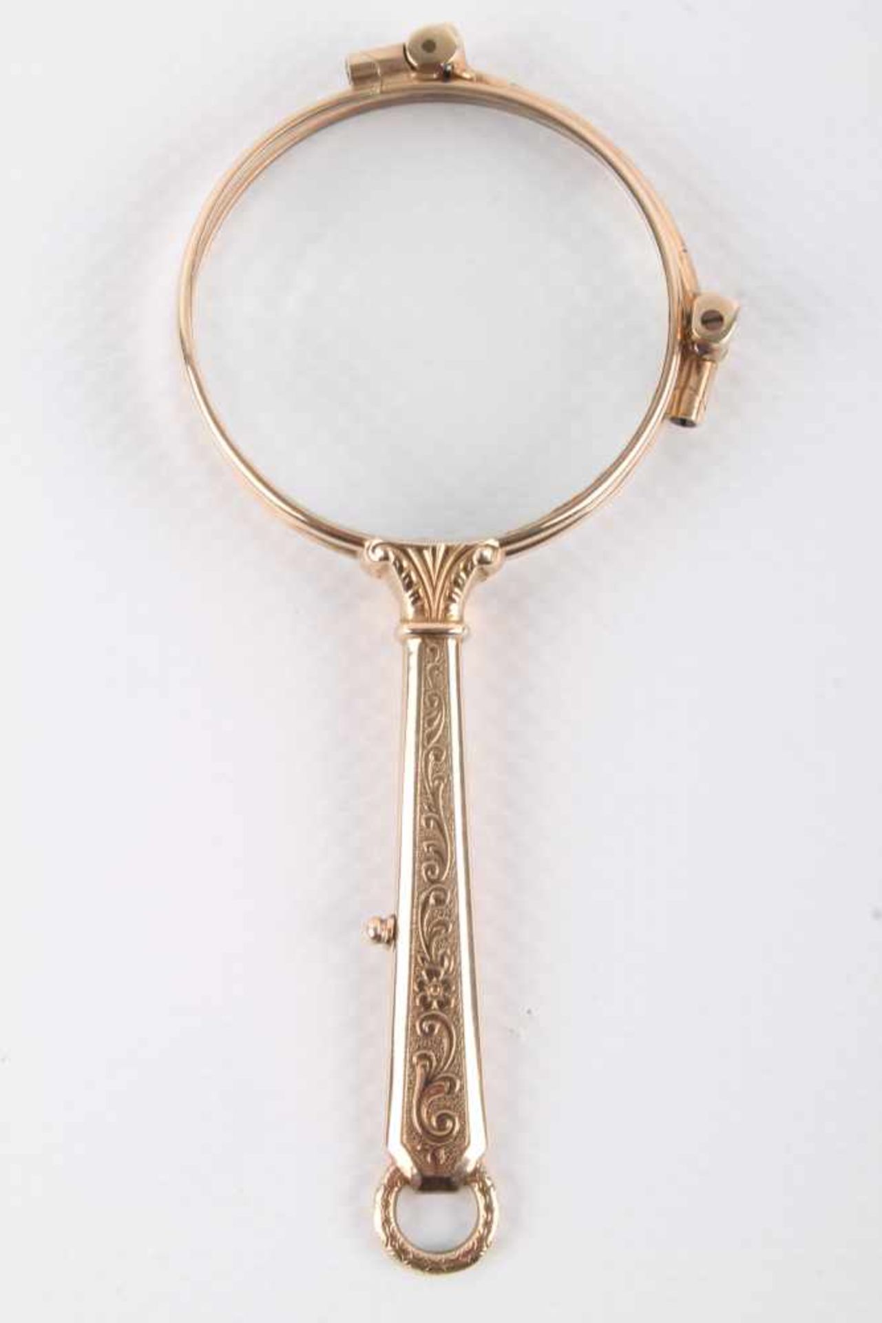 Jugendstil Lorgnette 585 Gold, Stielbrille in 14K Gold, geprüft jedoch ungemakt, Maße offen H 7,5 cm - Bild 4 aus 5