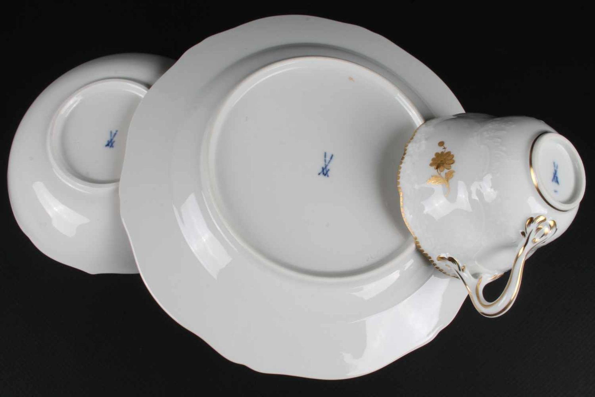 Meissen - 6 Kaffeegedecke, 6 coffee cups with dessert plates,blaue Schwertermarke, 2.Wahl, Form - Bild 3 aus 3