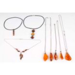 8 Bernsteinketten, amber necklaces,