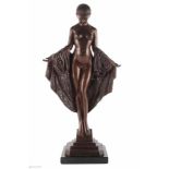Bronze Tänzerin nach Joseph Emmanuel Cormier Descamps (1869-1950) im Art Deco Stil,