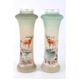 Vasenpaar um 1900 mit Hischmotiven, pair of vases with deer depictions,