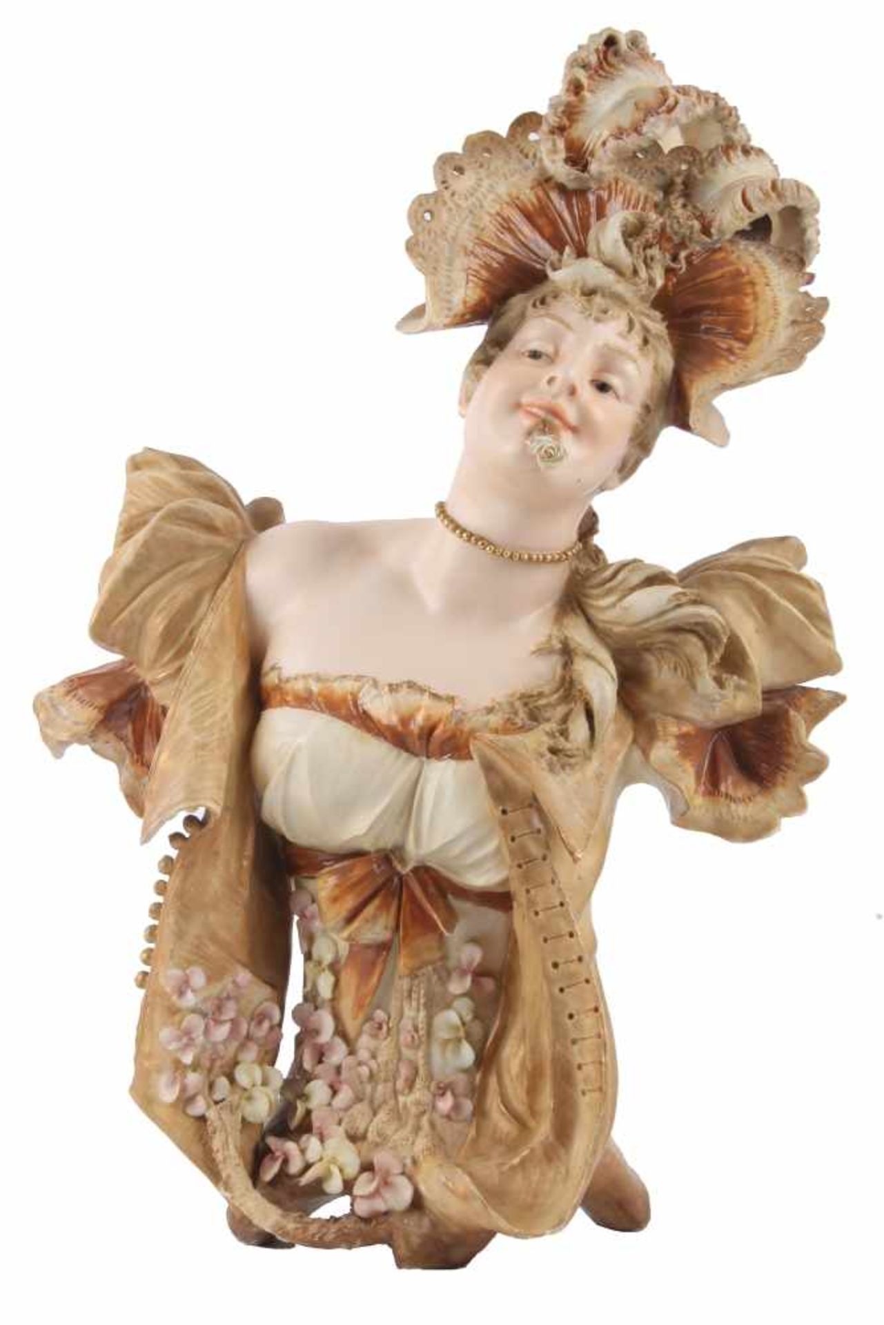 Ernst Wahliss (1836-1900) - Jugendstil Büste einer Frau, art nouveau bust of a woman,Keramik, Wiener