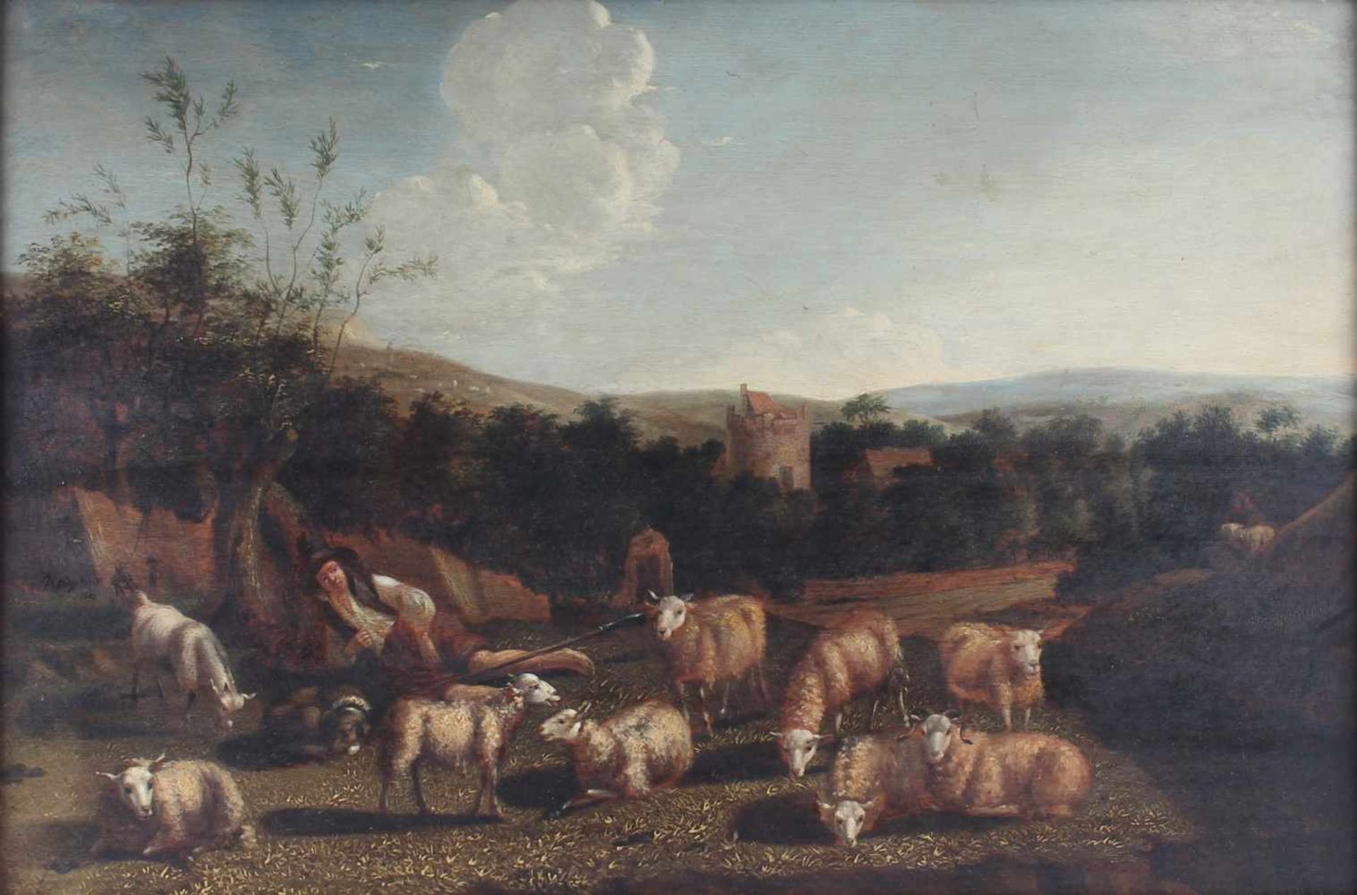 Ruhender Schäfer mit Herde, bezeichnet Jacob Gerritsz Cuyp (1594-1651/52), resting shepherd with
