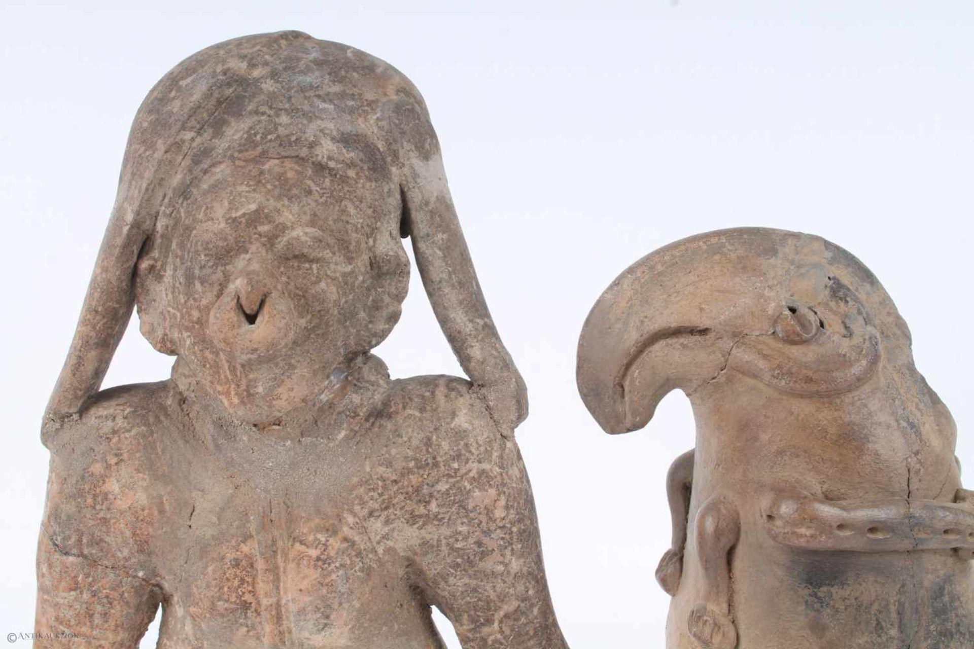 2 antike Tonfiguren, Afrika, clay figures, Africa, - Bild 8 aus 9