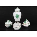 Konvolut Zierporzellan - Herend Apponyi Vert, decorative porcelain,4 Porzellanteile, Ungarn 20.