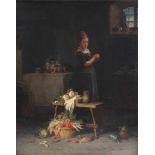 Hermann Armin Kern (1838-1912) Junge Frau in der Küche, young woman in the kitchen,