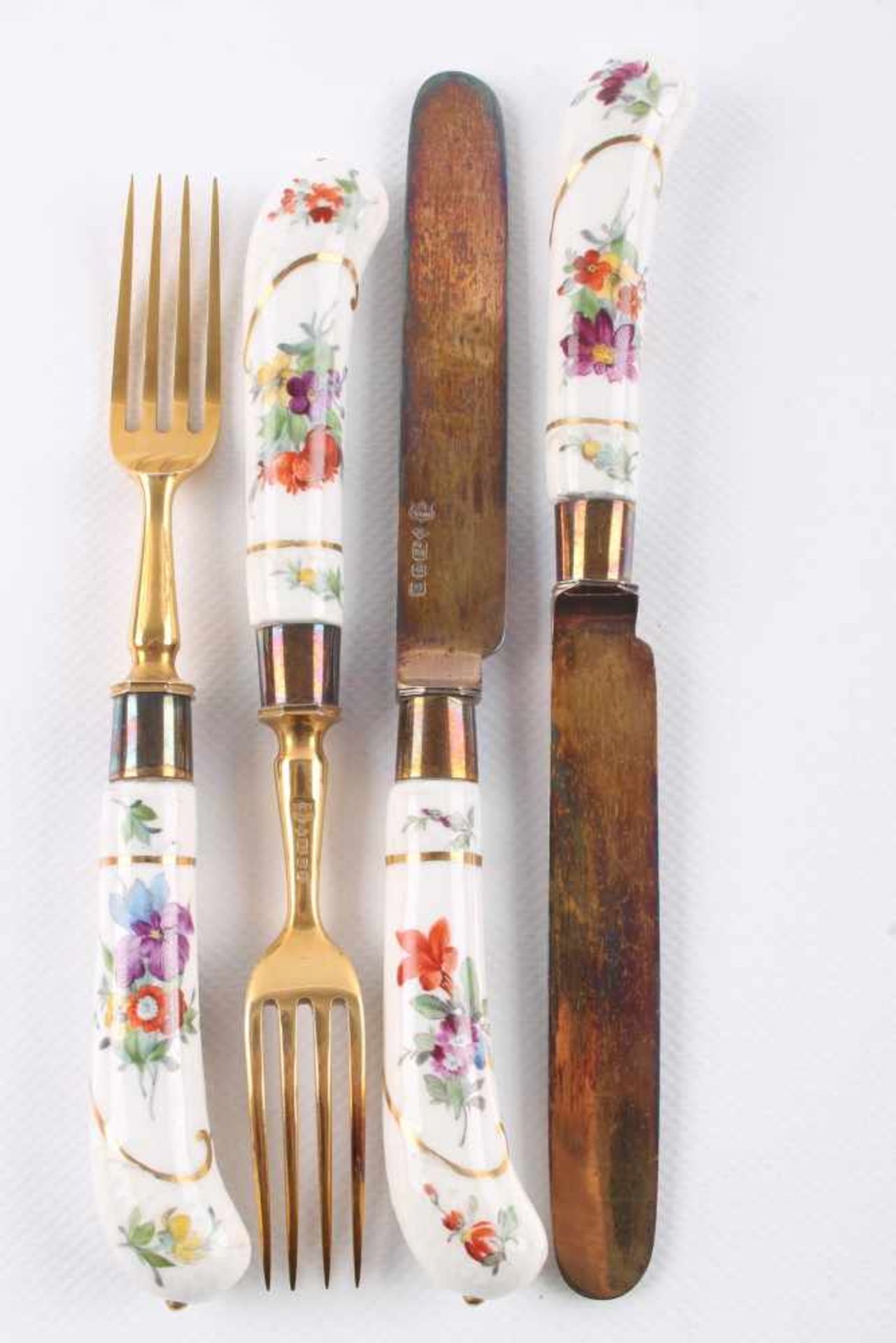 Meissen Besteck 18. Jahrhundert - sechs Messer und sechs Gabeln, 6 knifes and 6 forks 18th cenutry, - Bild 2 aus 3