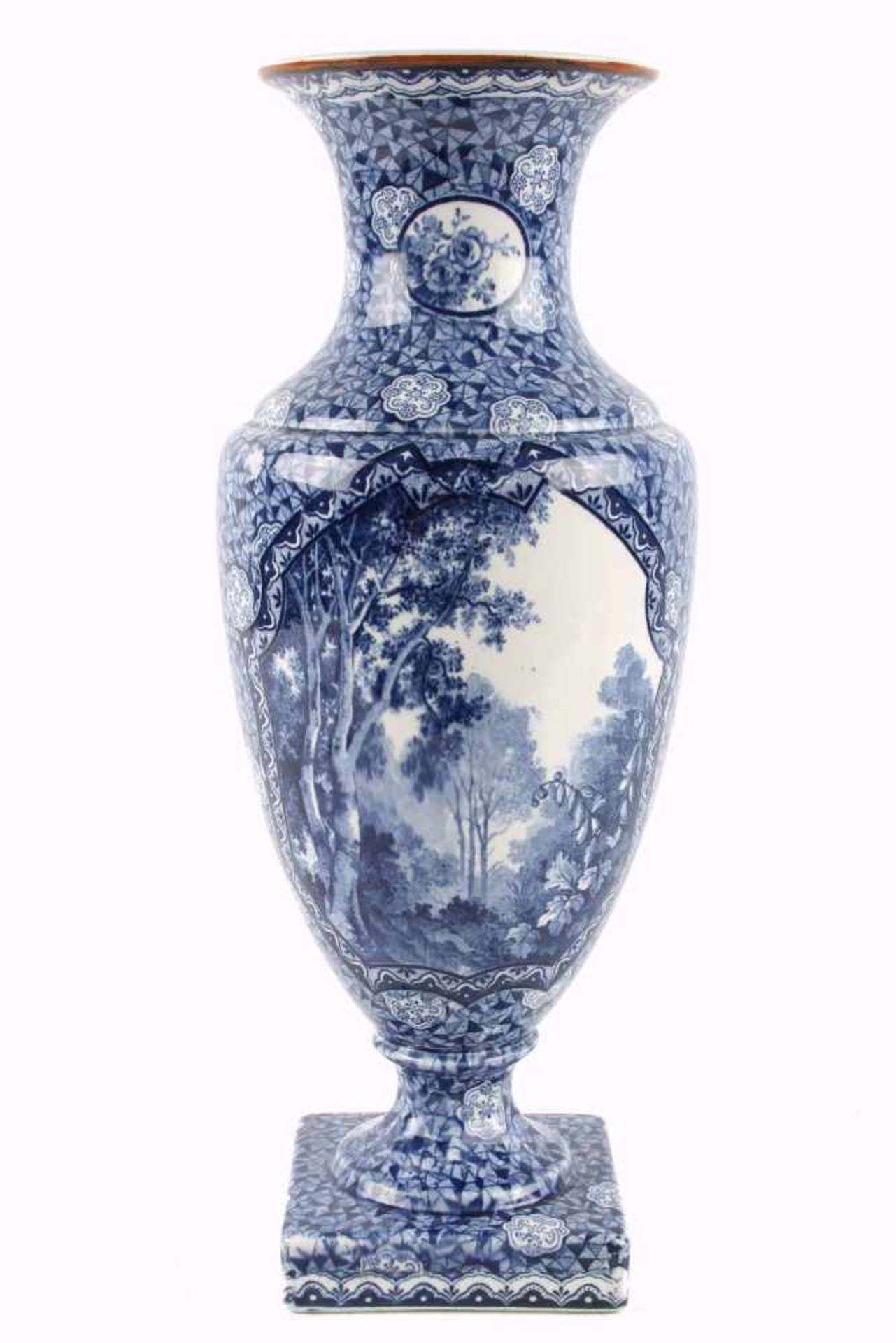 Franz Anton Mehlem Flamand Vase,Bonn um 1920, Villeroy & Boch Keramik, Flamand Dekor, am Boden mit