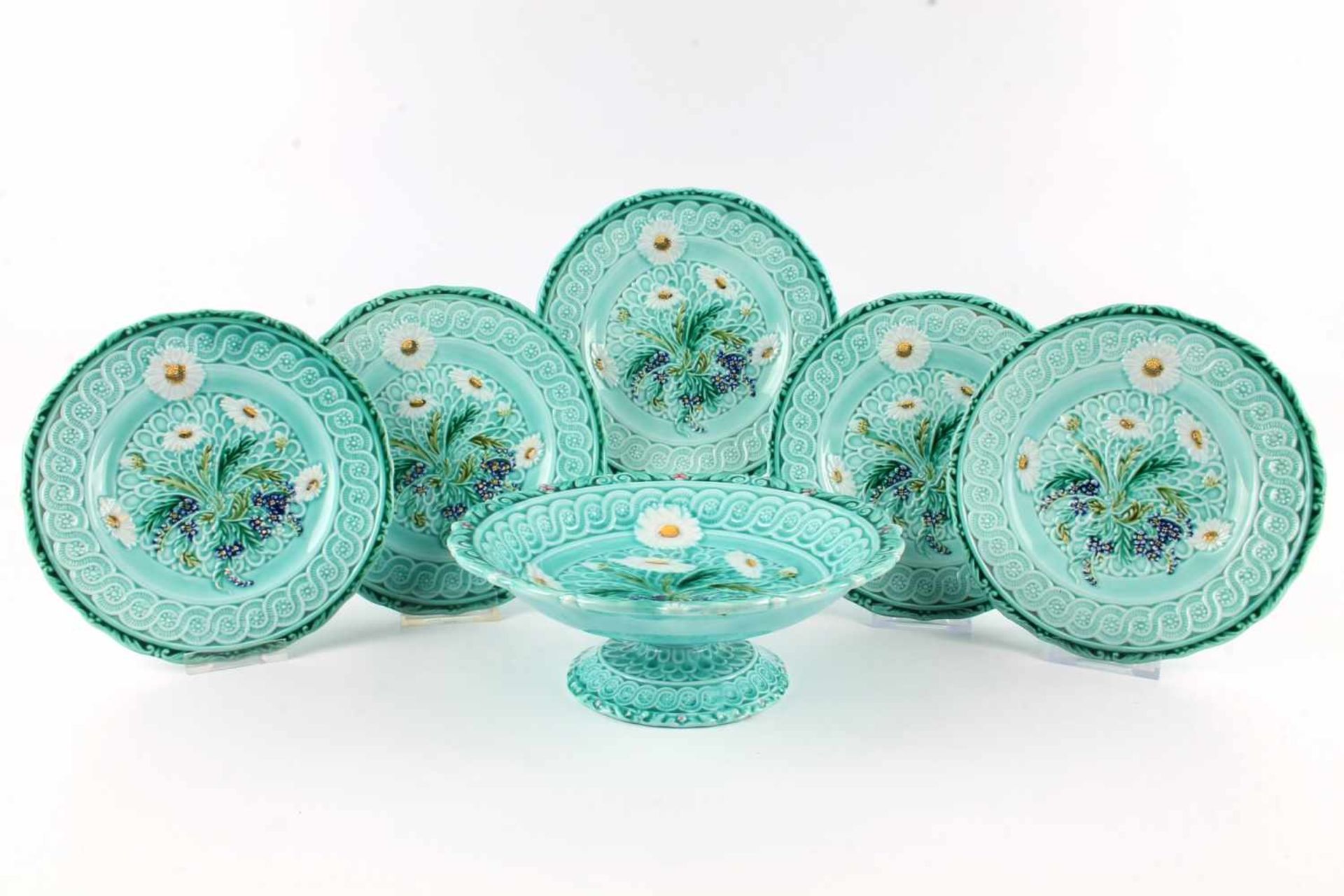 Villeroy & Boch Jugendstil Tafelaufsatz mit 5 Tellern, art nouveau bowl with 5 plates,