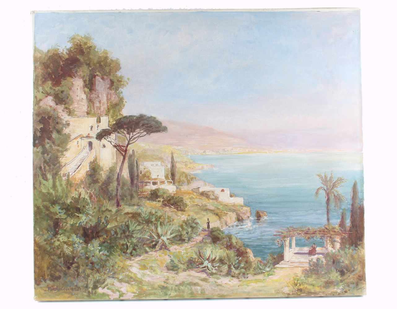 Heinrich Pützhofen-Esters (1872-1953) Blick auf die Amalfiküste, Amalfi coast view, - Bild 2 aus 4