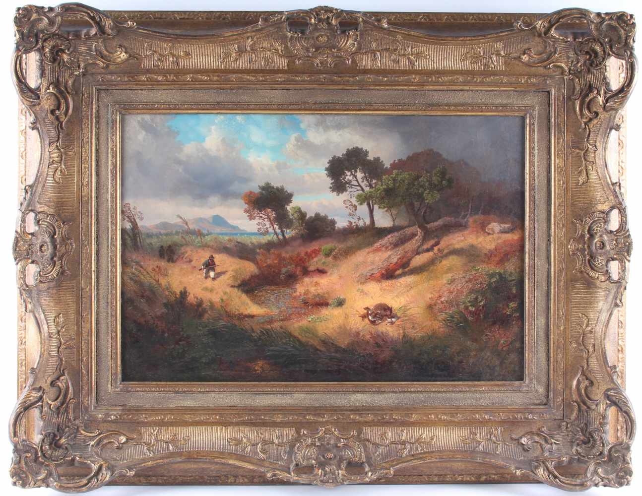 Andreas Achenbach (1815 -1910) Jagdtag in Römischer Landschaft, hunting day in the roman landscape, - Bild 2 aus 6