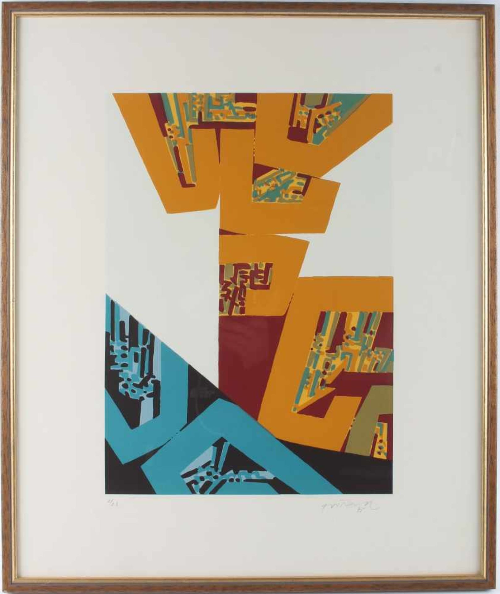 Gerhard Wind (1928-1992) Komposition, modern compostion,Farbserigraphie/Papier, signiert G Wind