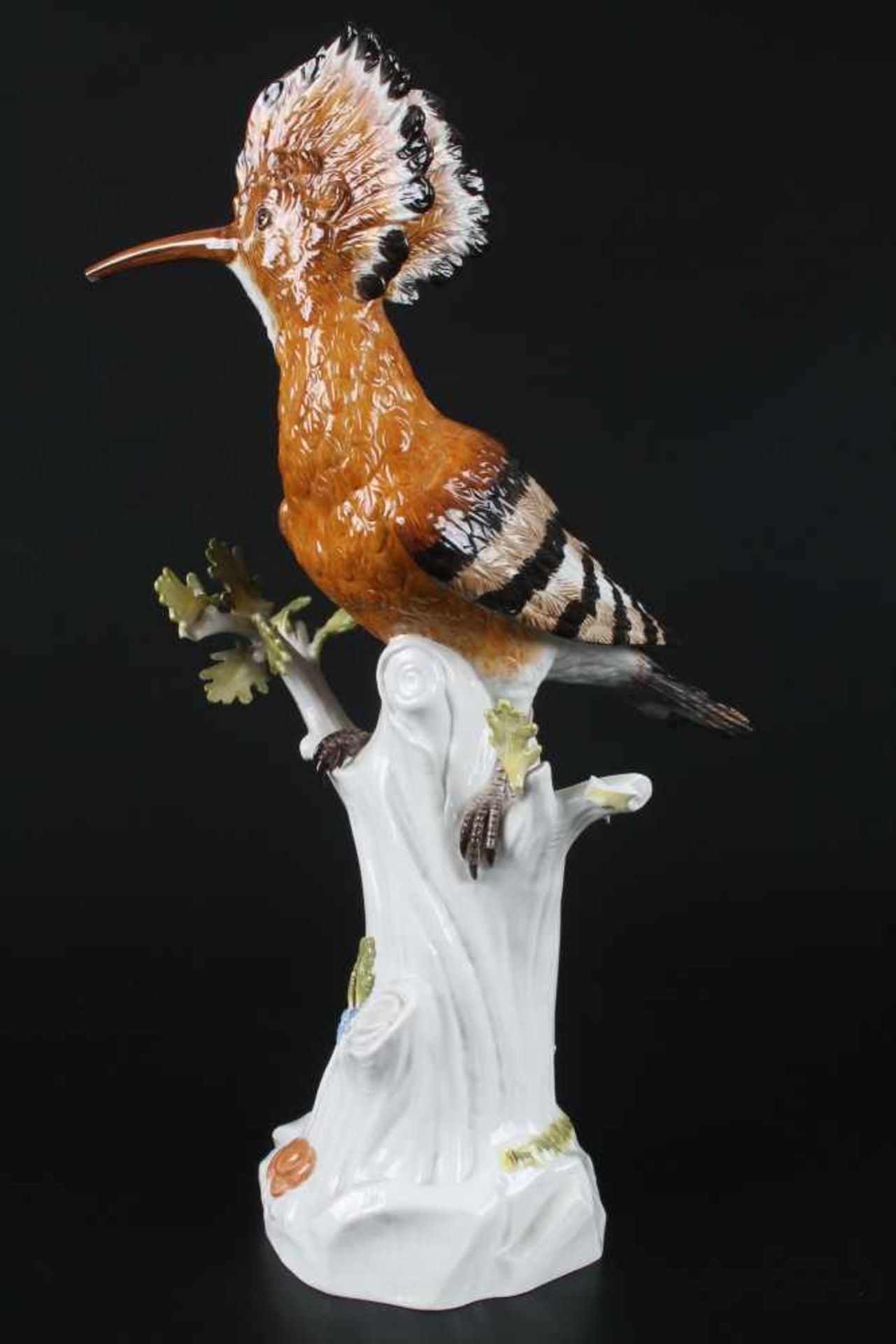 Meissen Wiedehopf Vogelfigur, bird figure hoopoe,Porzellan Vogelfigur, H 33 cm x B 17 cm x T 17 - Bild 2 aus 5