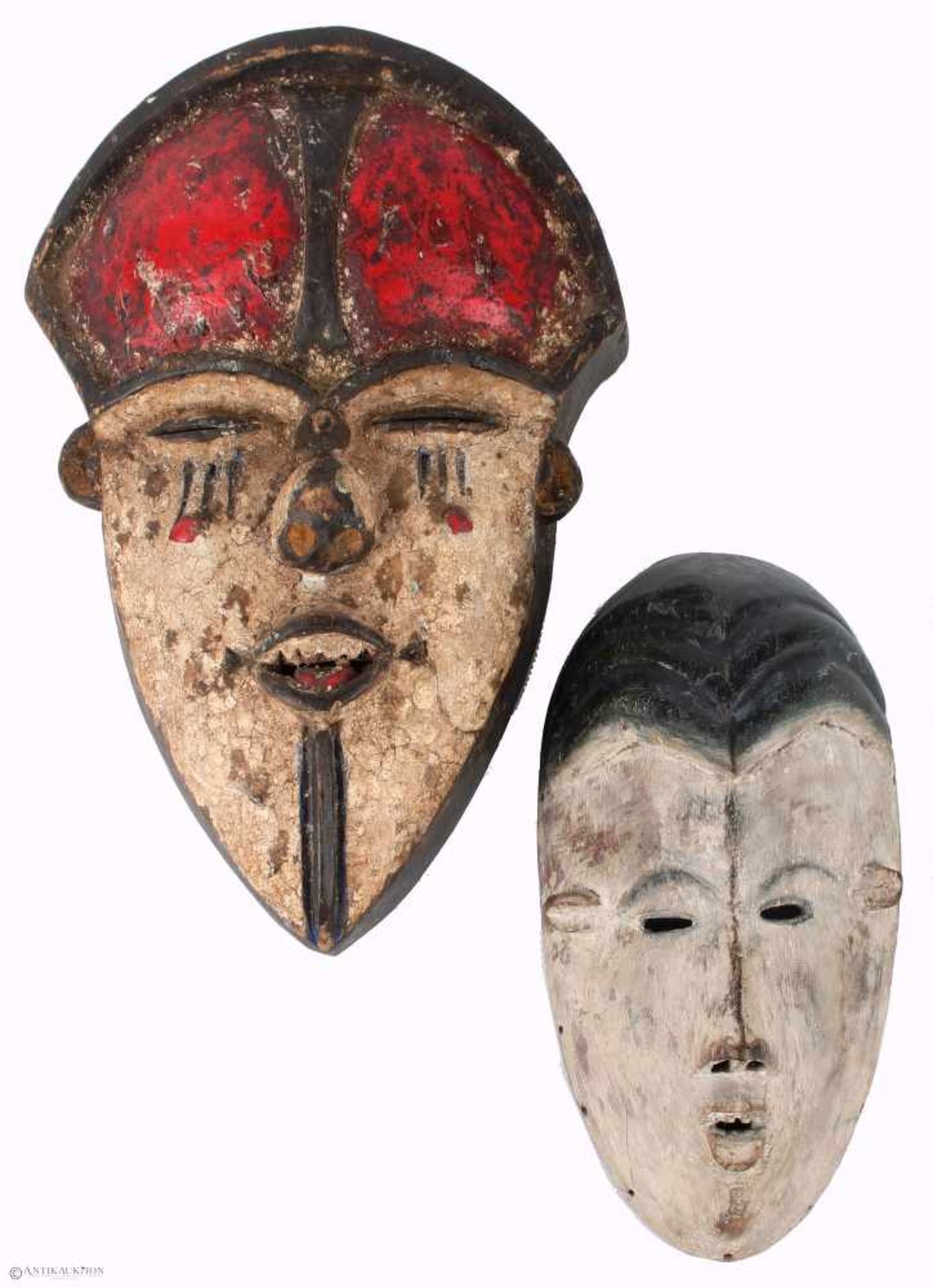 2 Stammesmasken, Afrika, 2 tribal masks, Africa,