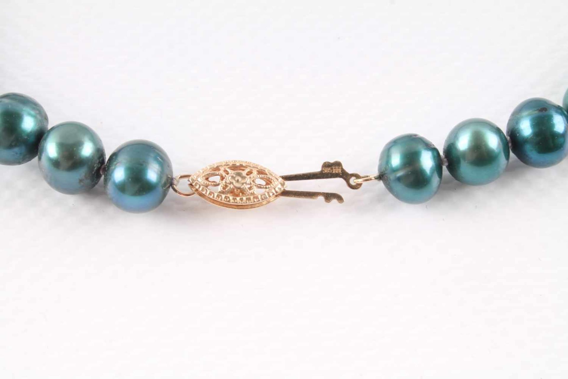 Tahiti-Perlenkette mit 585 Goldverschluß, tahitian pearl necklace gold ball lock, - Bild 4 aus 4