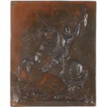 Jeanne d’Arc Bronze Reliefplatte, Louis René Piron / Alfred Borrel, relief plate,