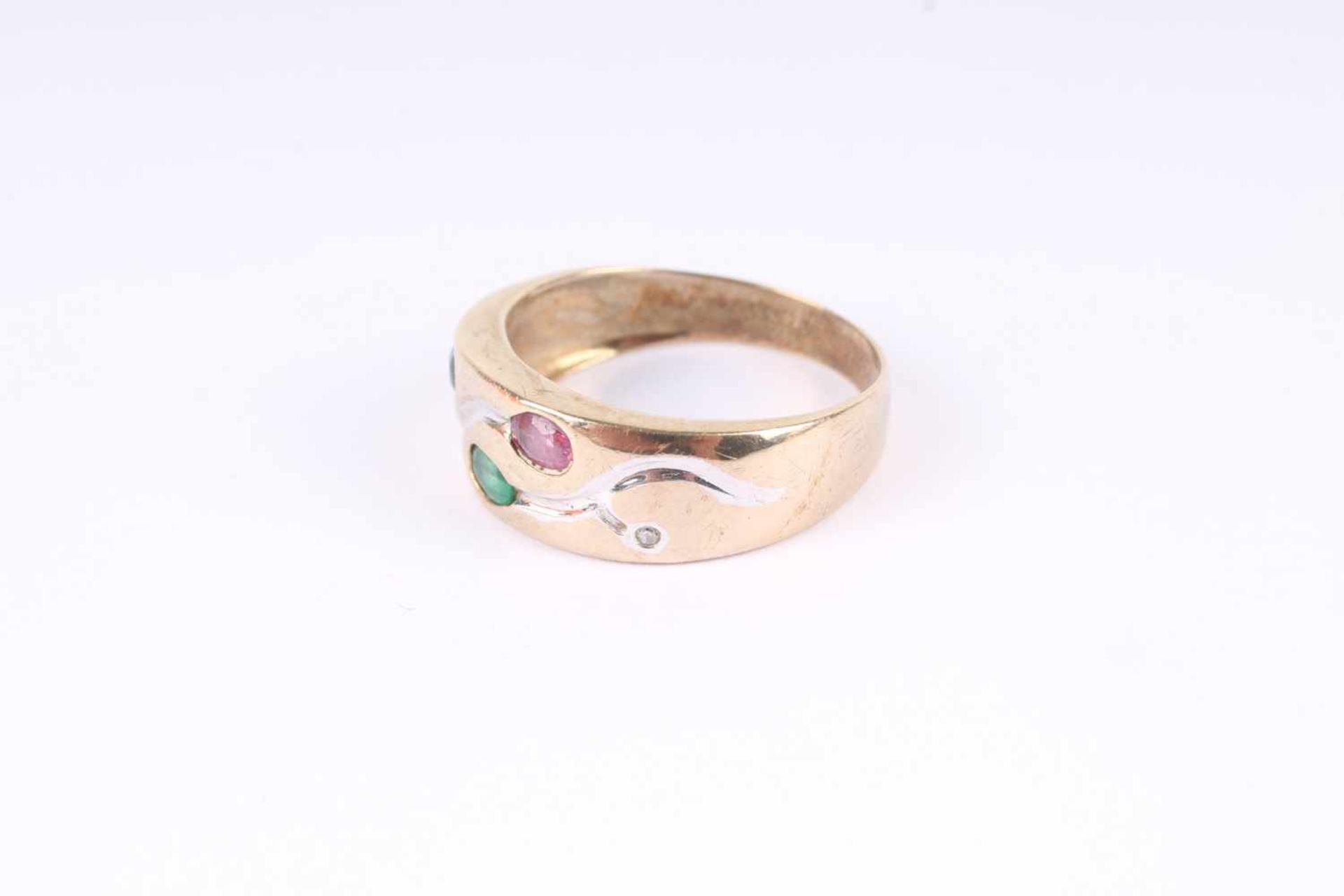 Breiter Multicolor Goldring, 333 Gold, wide multicolor gold ring, 333 gold, - Bild 3 aus 5