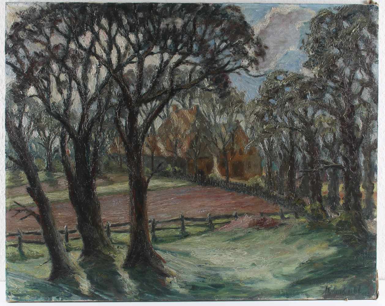 Hans Lehmkuhl (1883-1969) Blick zum Hof von 1923, glimpse of homestead, - Bild 2 aus 4