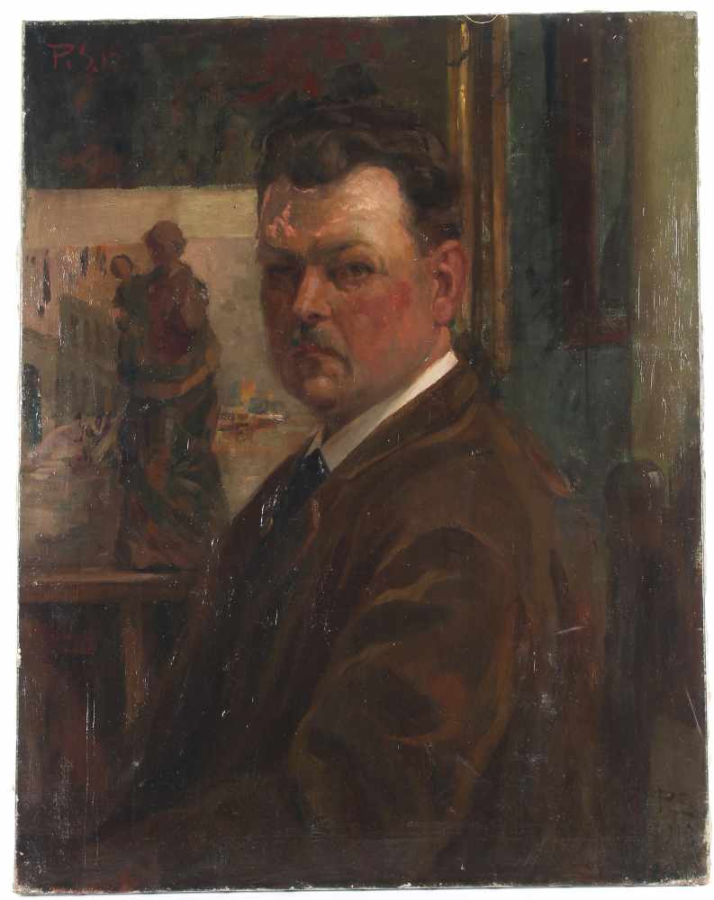 Paul Segisser (1866-1934) Selbstbildnis vor der Staffelei 1918, self-portrait in front of the - Bild 2 aus 4