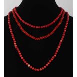 3 Korallen Halsketten, 3 coral necklaces,