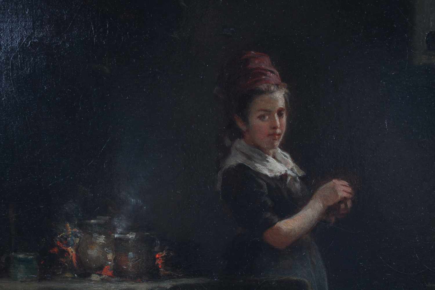 Hermann Armin Kern (1838-1912) Junge Frau in der Küche, young woman in the kitchen, - Bild 5 aus 8