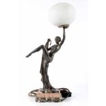 Jacques Limousin, Art Deco Tischlampe mit Tänzerin, table lamp with dancer,