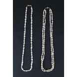 2 Perlenketten mit Goldverschluss, 2 pearl necklaces with gold clasp,