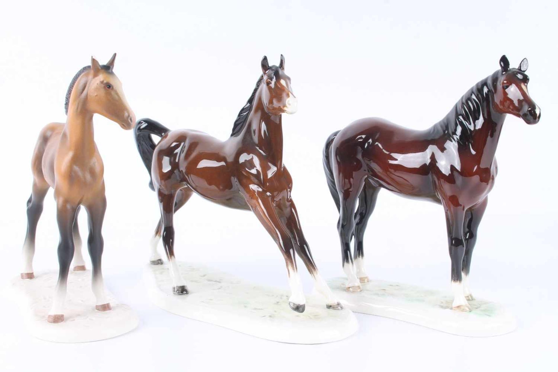 Konvolut Porzellanpferde, Goebel, porcelain horses,10 Porzellanpferde, polychrom bemalt, H 14 cm, - Image 3 of 5