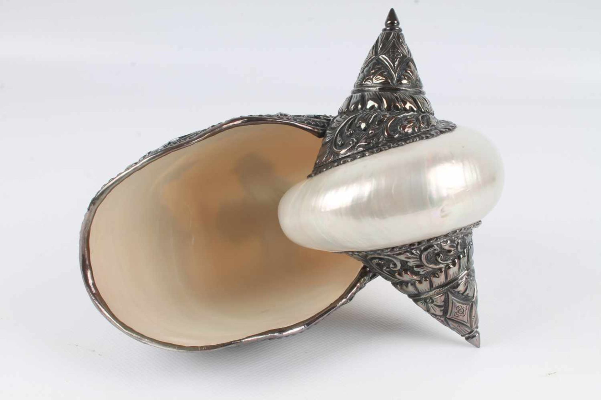 Perlmutt Kaviarschale, Perlboot mit Silbermontierung, caviar bowl, - Image 6 of 6