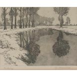 Max Clarenbach (1880-1952) Radierung Wintertag, etching winter day,