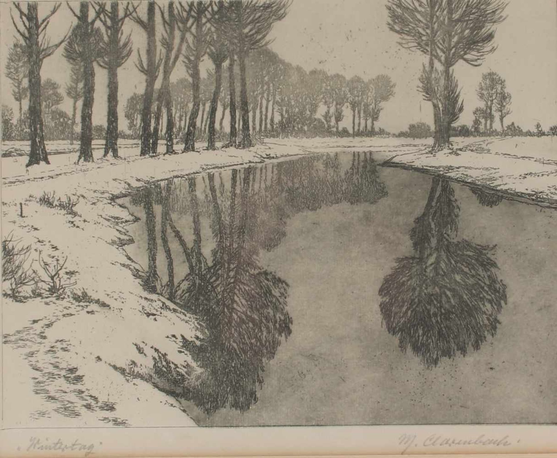 Max Clarenbach (1880-1952) Radierung Wintertag, etching winter day,