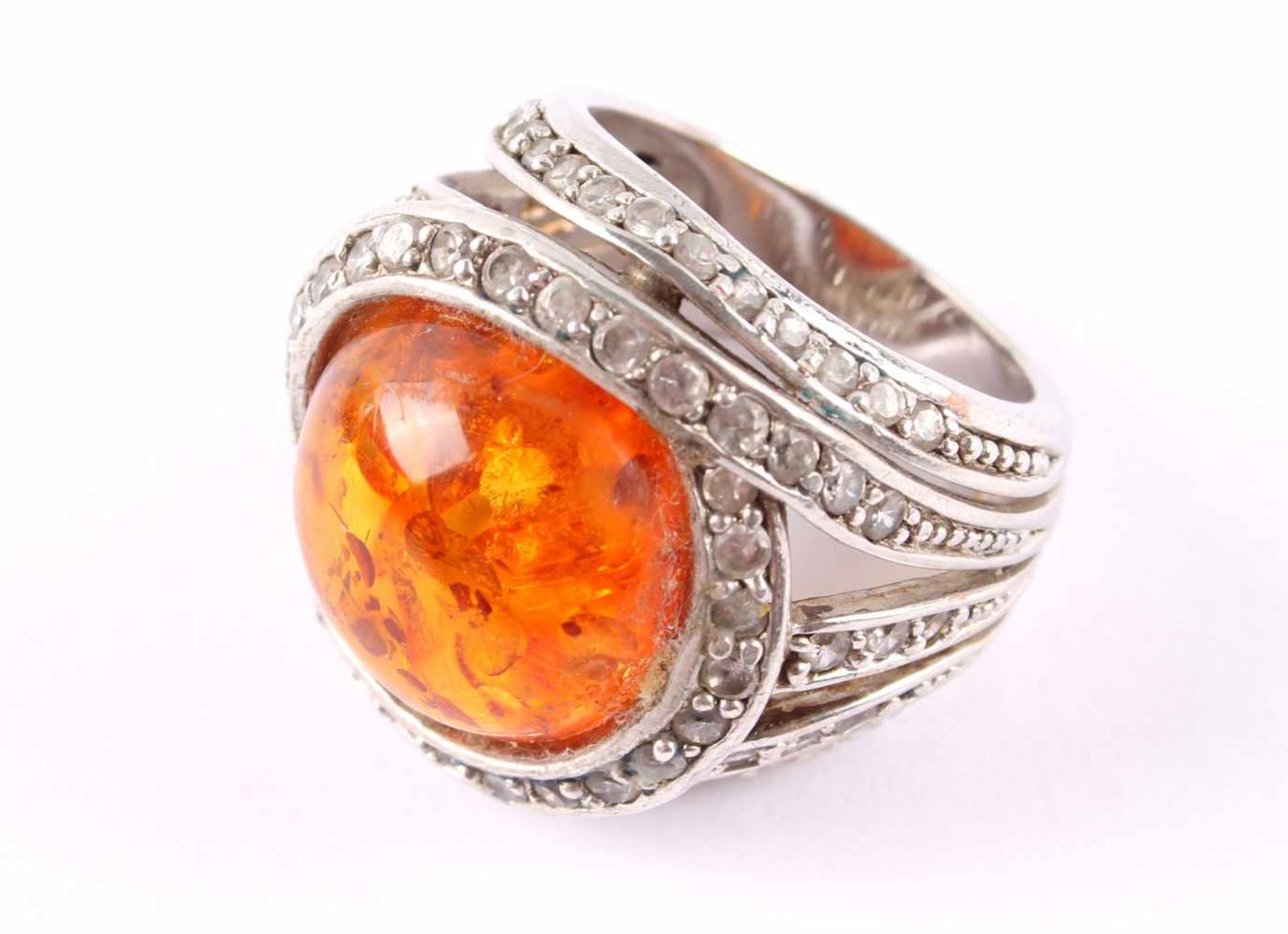 Großer Bernstein Damenring 925 Silber, butterscotch ladies ring in 925 sterling silver,