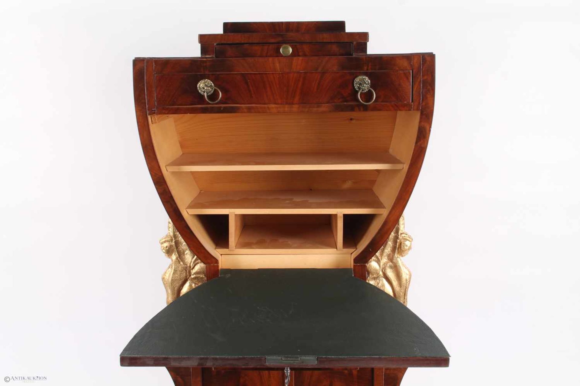 Modell- Miniatursekretär im Empirestil, H 82 cm, miniature secretary, - Bild 5 aus 5