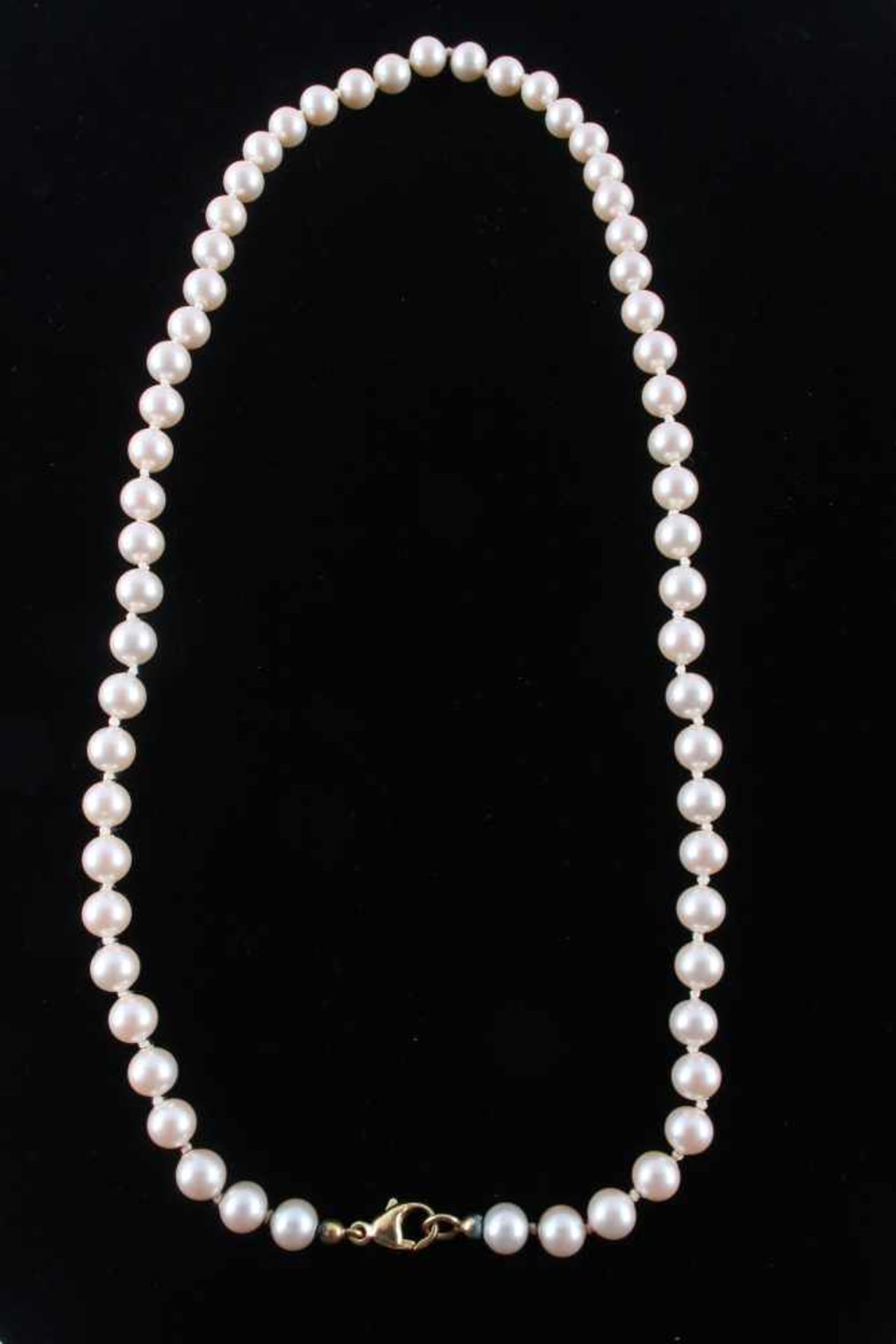 Perlenkette mit 585 Goldverschluß, pearl necklace gold lock, - Bild 3 aus 4