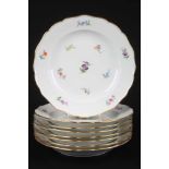 Meissen 8 große Speiseteller, large plates,Porzellan, blaue Schwertermarke, Knaufmarke 1860 -