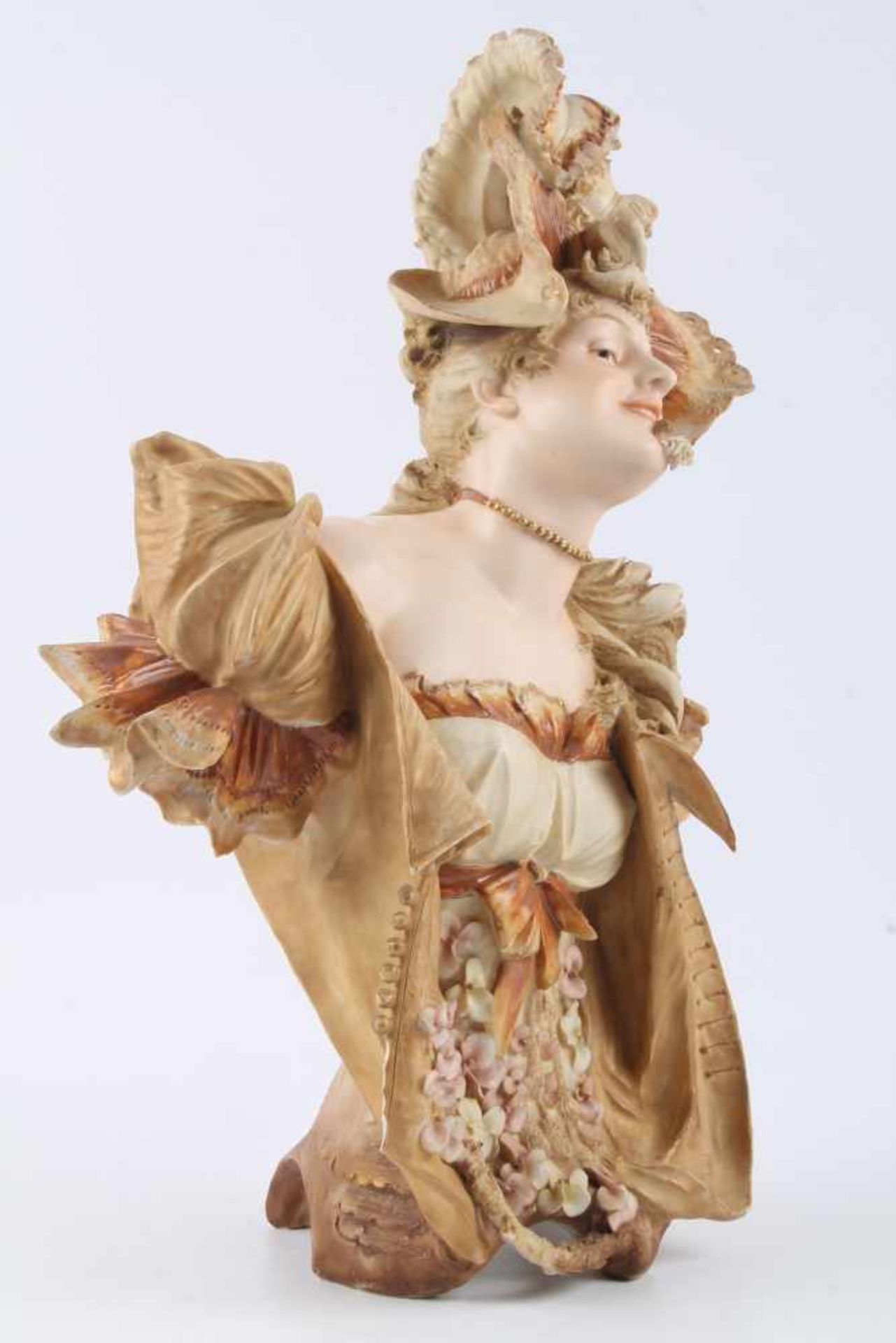 Ernst Wahliss (1836-1900) - Jugendstil Büste einer Frau, art nouveau bust of a woman,Keramik, Wiener - Bild 2 aus 5