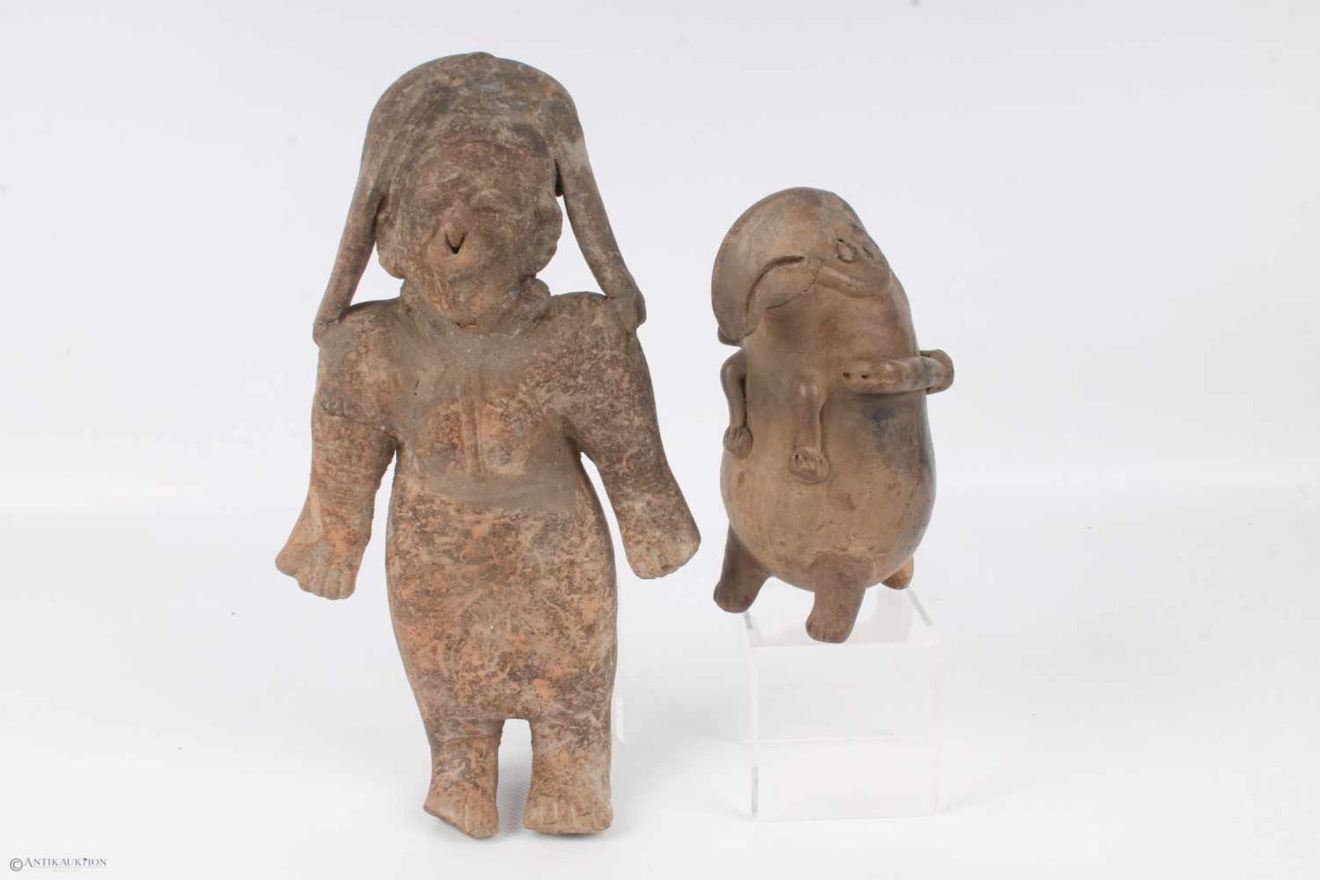 2 antike Tonfiguren, Afrika, clay figures, Africa, - Bild 6 aus 9