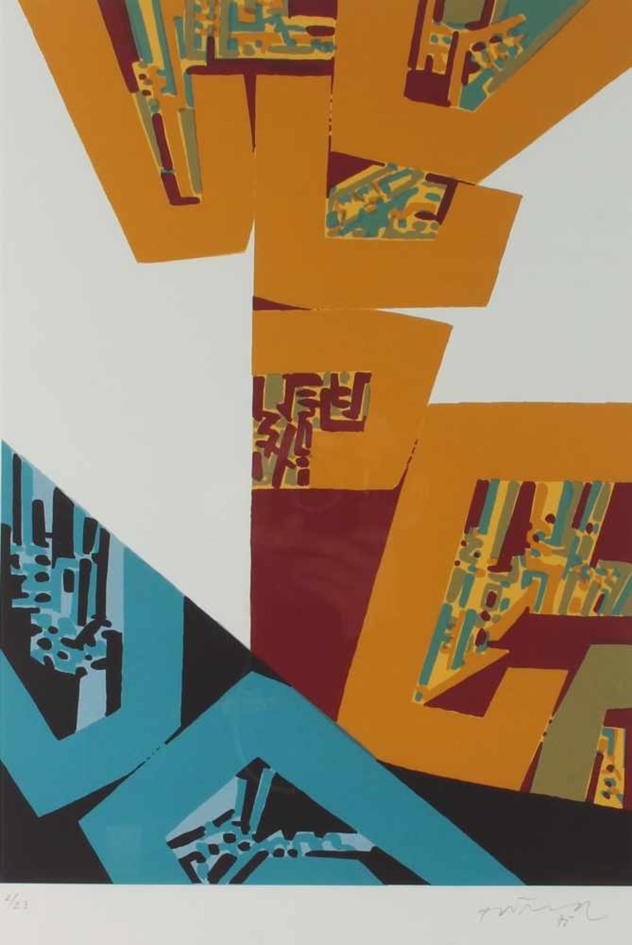 Gerhard Wind (1928-1992) Komposition, modern compostion,Farbserigraphie/Papier, signiert G Wind - Bild 2 aus 3