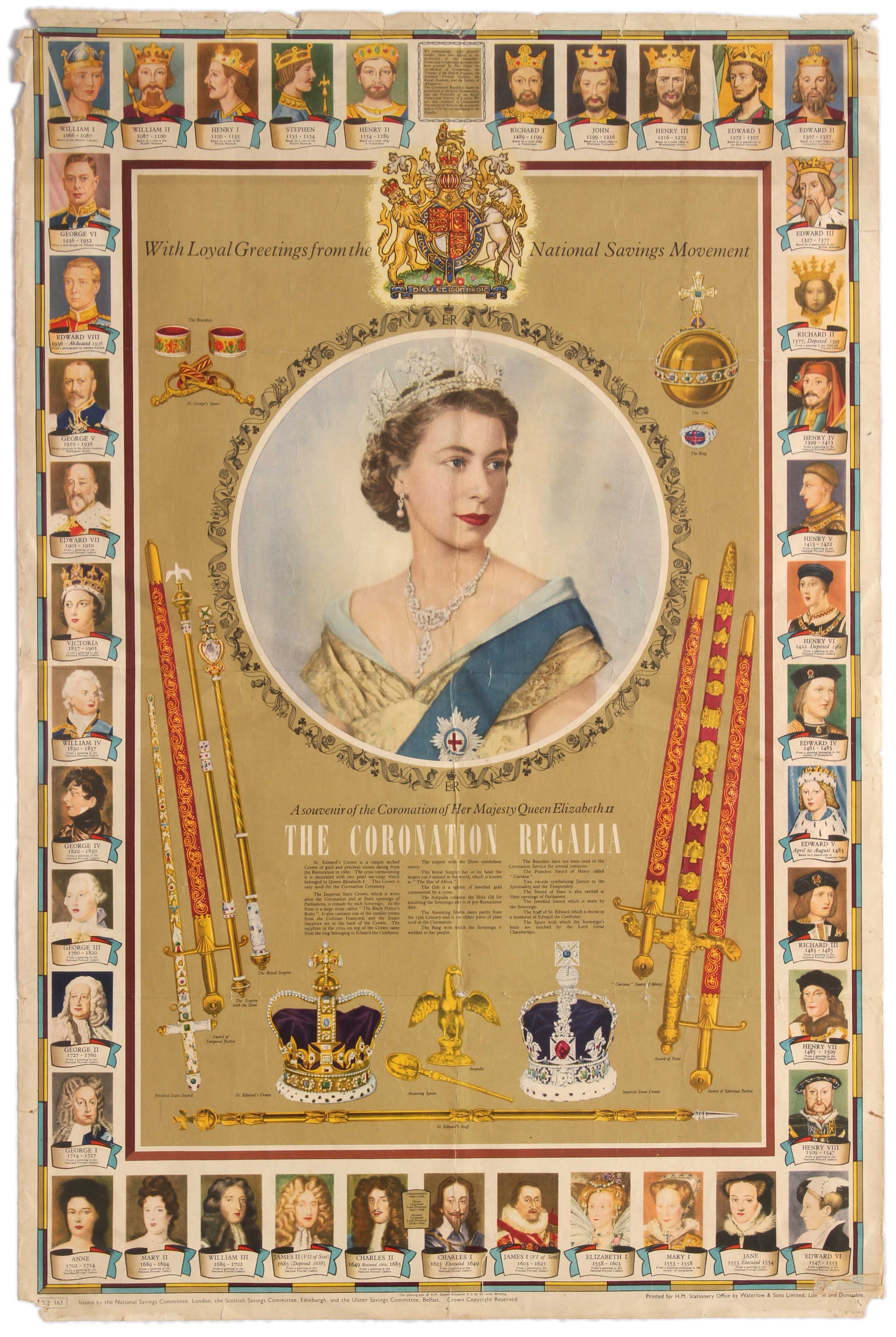 Propaganda Poster Queen Elizabeth Coronation Regalia Majesty