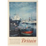 Travel Poster Britain Liverpool Docks and Cathedral Tower