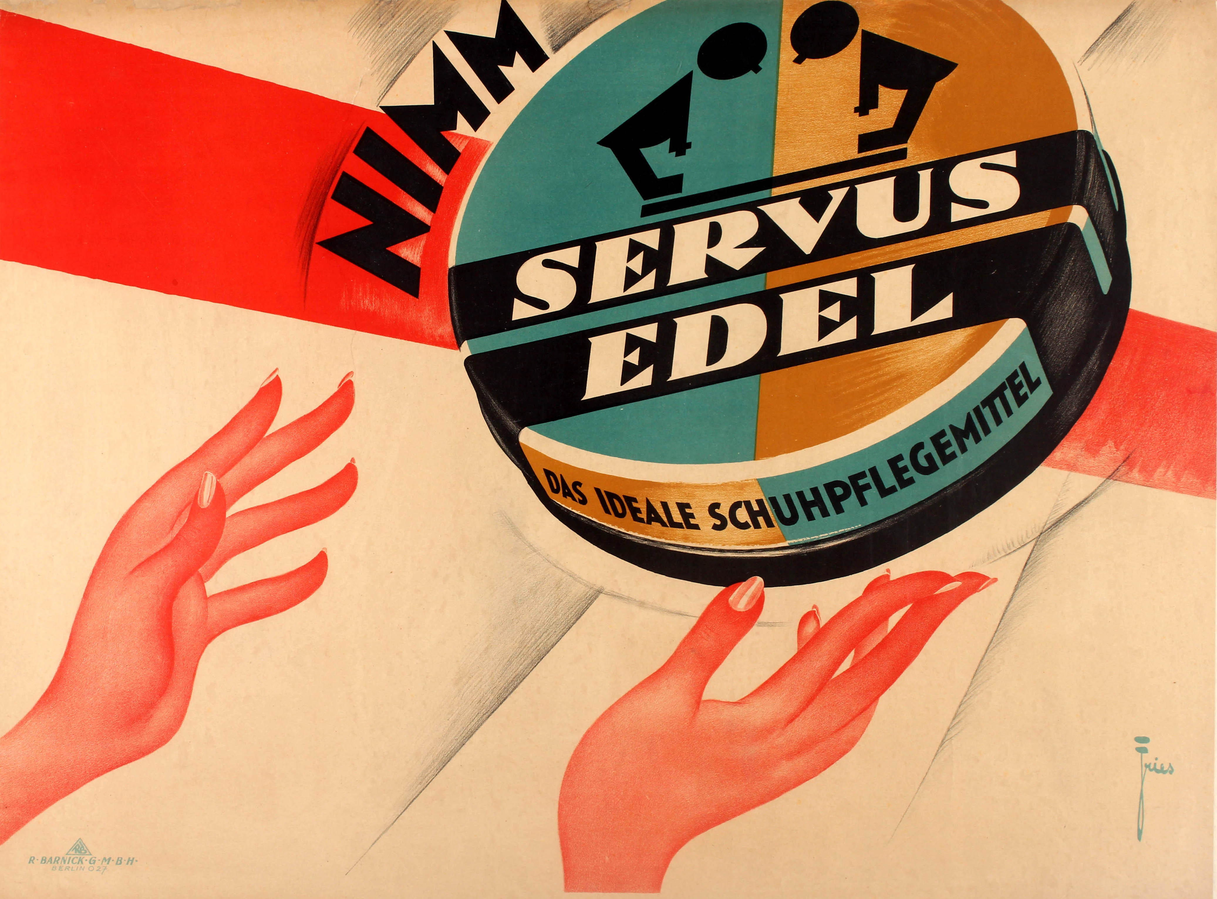 Advertising Poster Servus Edel Shoe Care Art Deco