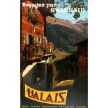 Travel Poster Valais Travel by Swissair