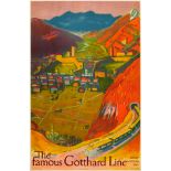 Travel Poster Gotthard Line Railway Switzerland